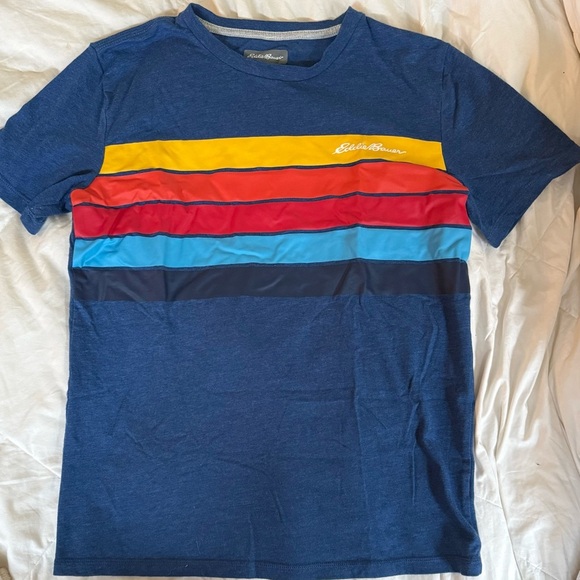 Eddie Bauer Kids Blue Multi-Stripe Tee - Picture 1 of 3